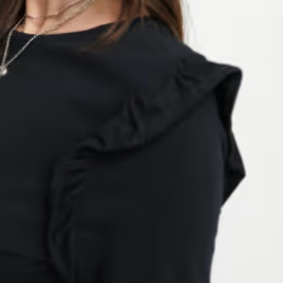 Mango Ruffle Trim Top Black - S - Picture 10 of 10